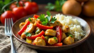 Pollo Saltado: Gebratenes Hähnchen