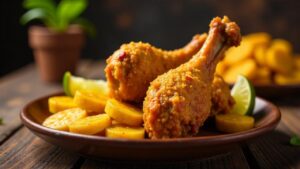 Pollo frito con Plátanos (Frittiertes Hähnchen mit Kochbananen)