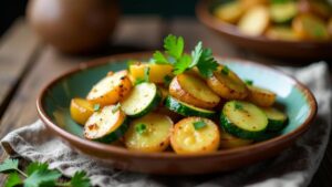 Polnische Kartoffel-Zucchini Pfanne