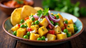 Potato Peas Chaat – Kartoffeln und Erbsen mit würzigem Dressing