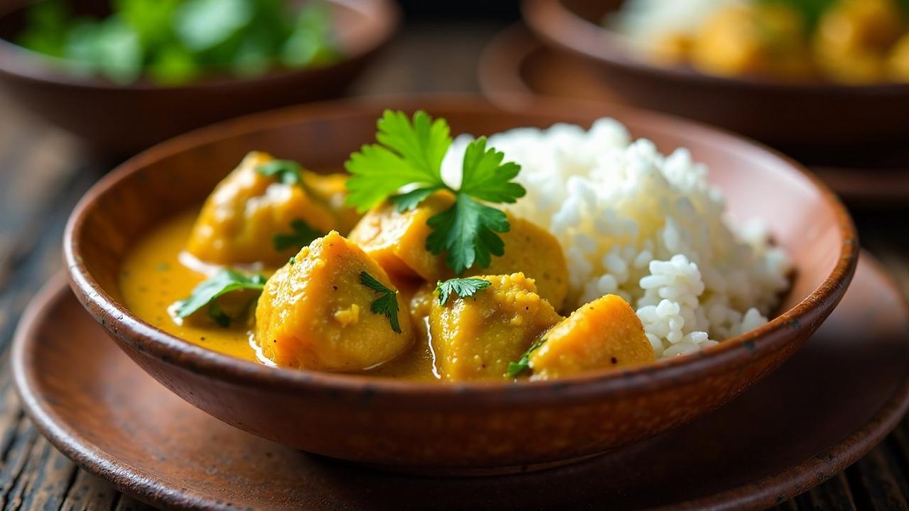 Poulet Fafa - Huhn mit Taro-Blättern und Kokoscreme