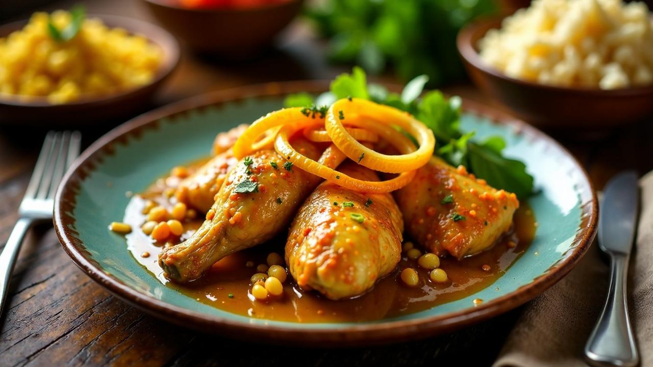 Poulet Yassa: Zitronen-Hähnchen mit Zwiebeln