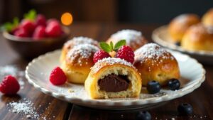 Profitroll-Streusel mit Schokoladenfüllung