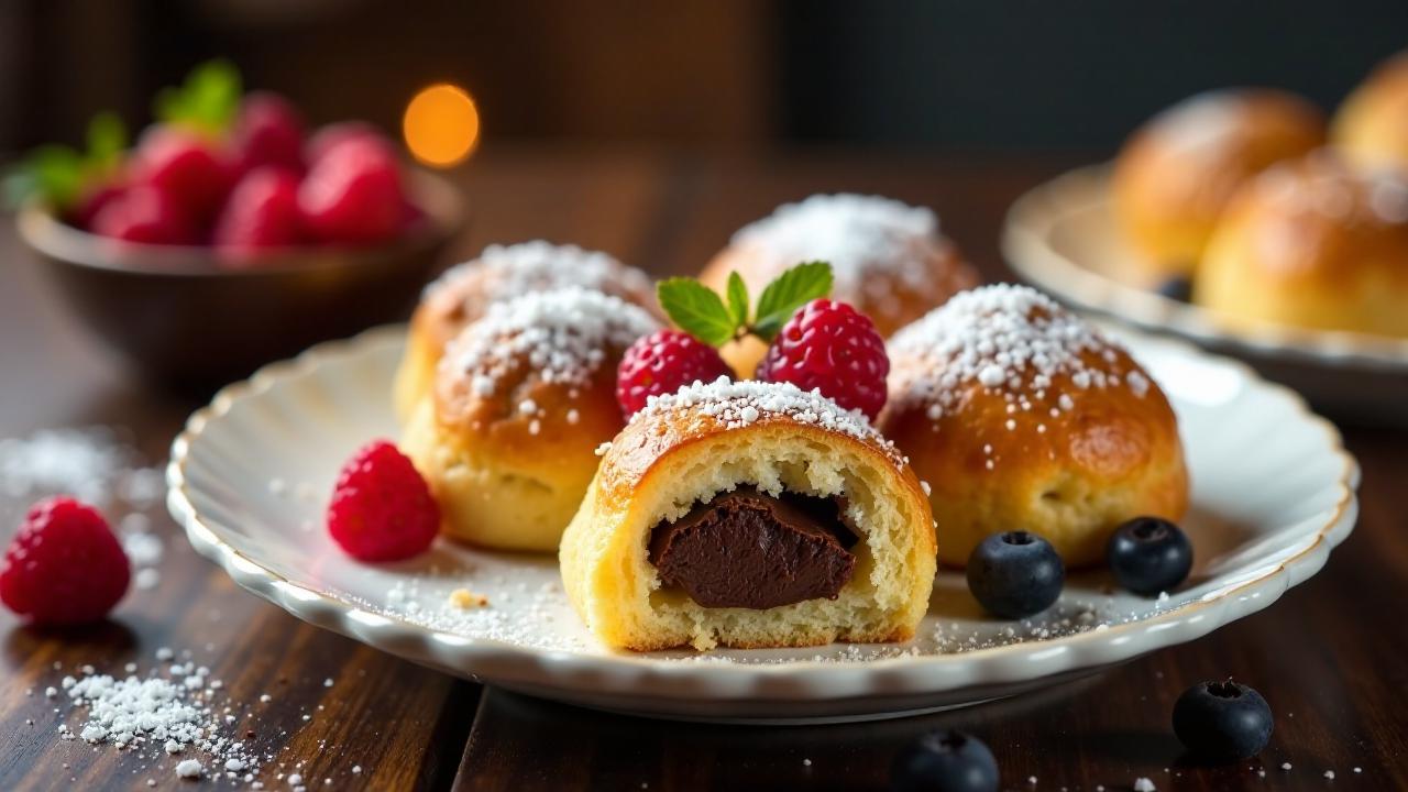 Profitroll-Streusel mit Schokoladenfüllung