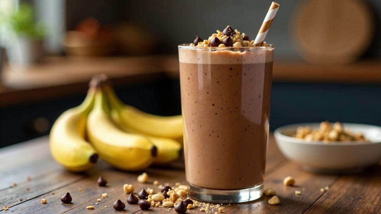 Protein-Smoothie mit Schokolade und Erdnussbutter