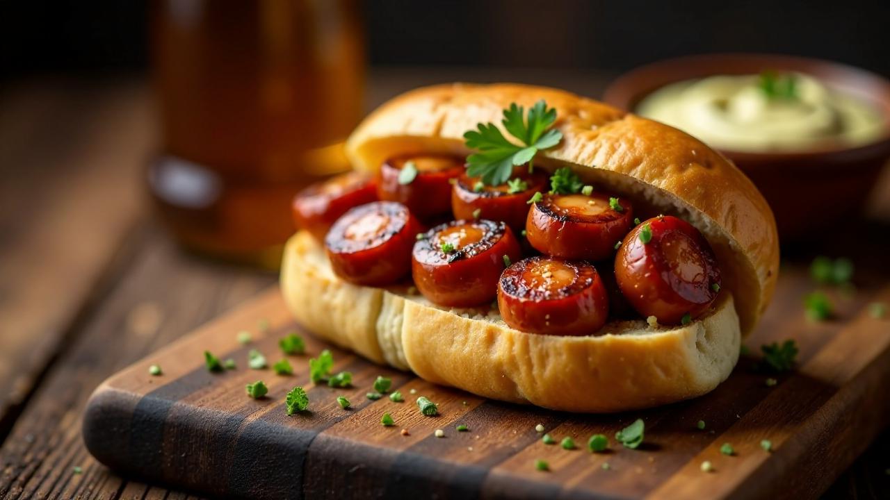 Pulguita con Chistorra (Brötchen mit Würstchen)