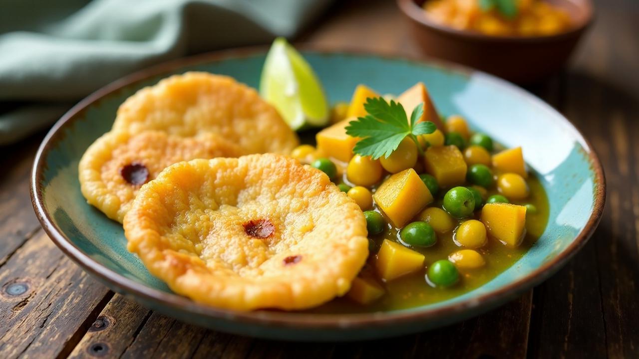 Puri Tarkari (Frittierte Fladen mit Curry)