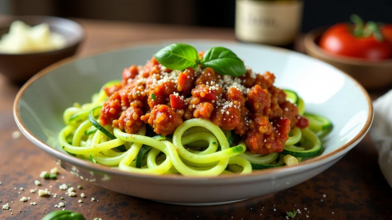 Putenhack-Bolognese auf Zoodles