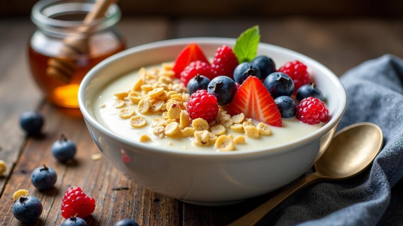 Quark mit Beeren und Haferflocken