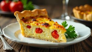 Quiche mit geräuchertem Huhn und Paprika