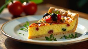 Quiche mit getrockneten Tomaten und Oliven