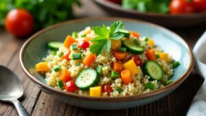 Quinoa-Bowl mit Gartenkräutern