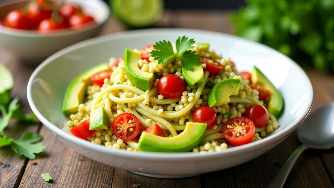 Quinoa-Nudelsalat mit Avocado und Limette