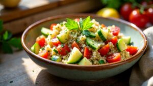 Quinoa-Salat mit Tomaten und Gurken