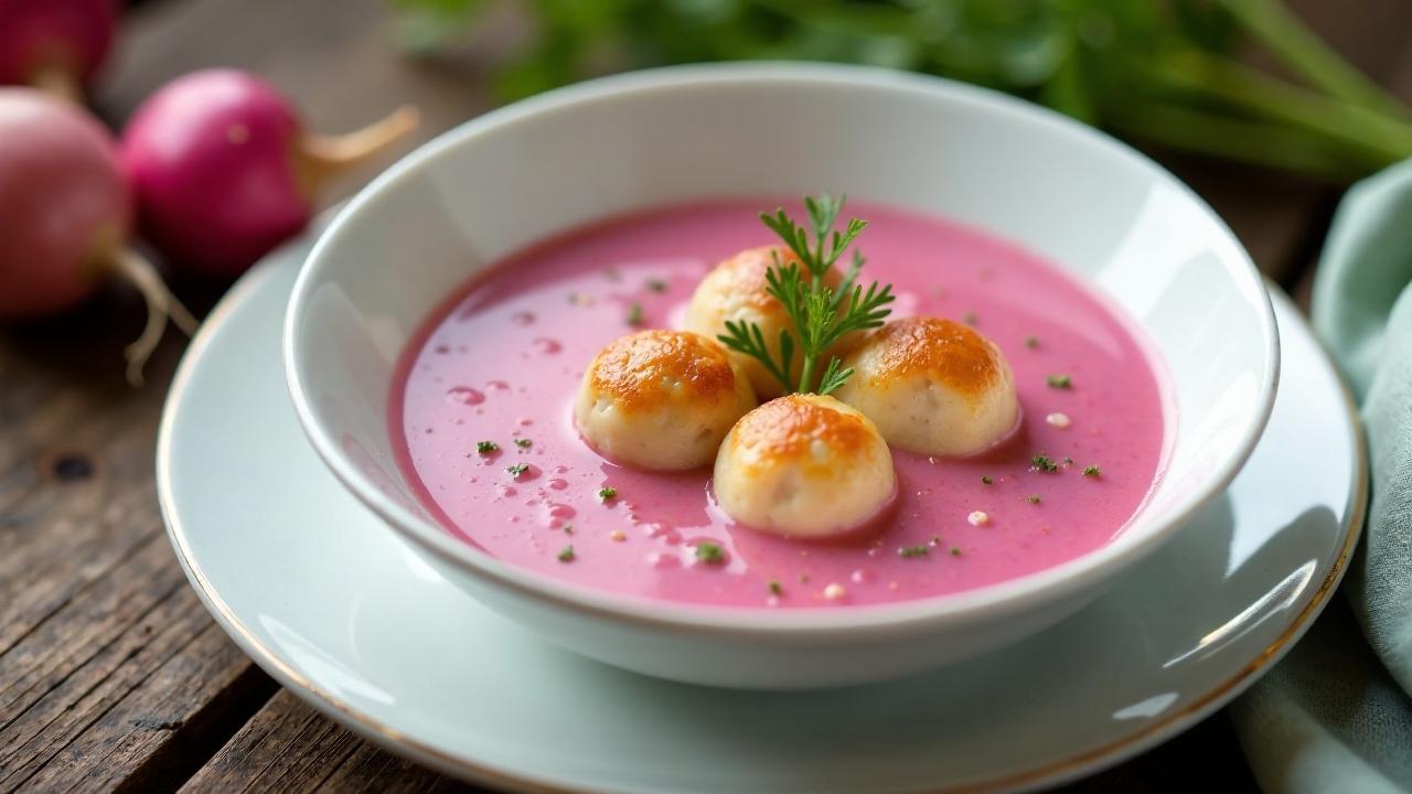 Radieschensuppe mit Fischbällchen