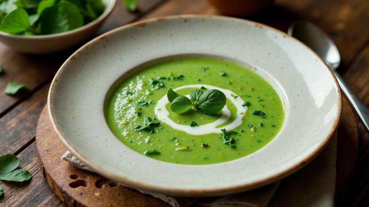 Raurau-Suppe mit frischem Spinat