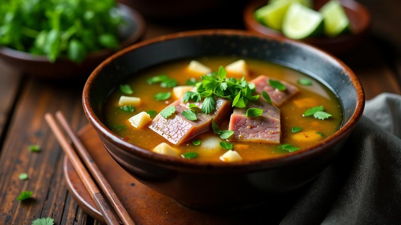 Reissuppe mit Schweineleber