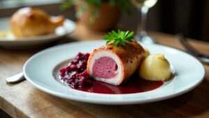 Rinderrouladen mit Rotwein-Schalotten-Sauce