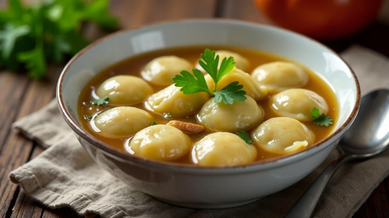 Rindfleisch-Pelmeni in Brühe