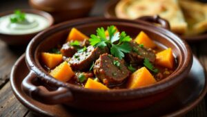 Rindfleisch-Tajine mit Kürbis