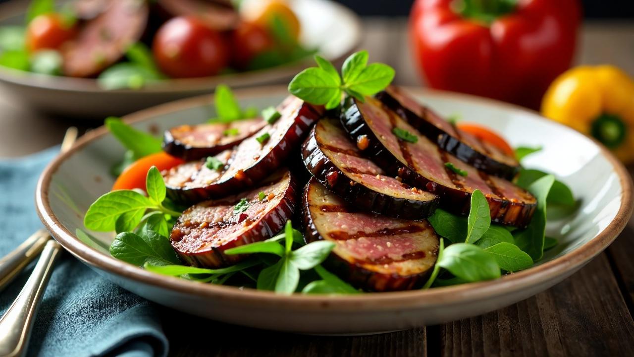 Rindfleisch und Auberginen Salat