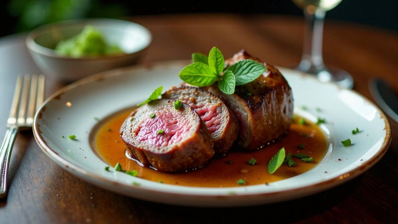 Roast Lamb with Mint Sauce - Neuseeländischer Lambraten mit Minzsauce