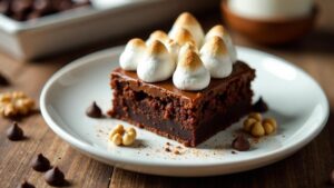 Rocky Road Brownies – Schokoladenbrownies mit Marshmallows und Nüssen.