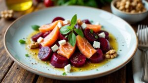 Rote-Beete-Salat mit Lachs und Feta