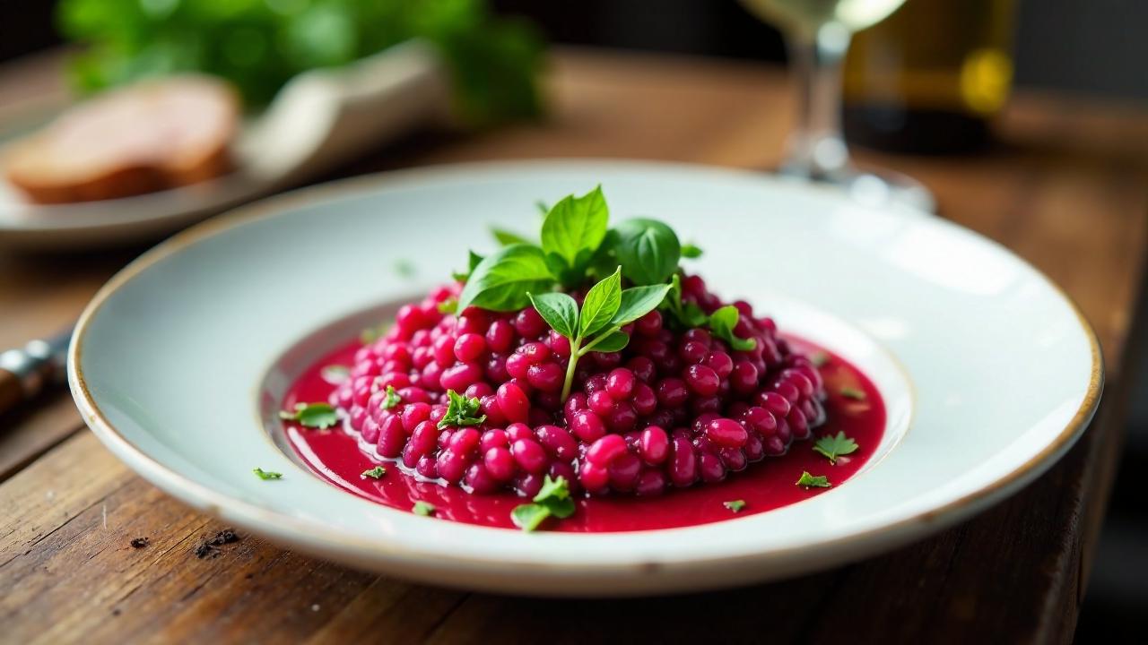 Rote-Bete-Risotto mit Rübenkraut