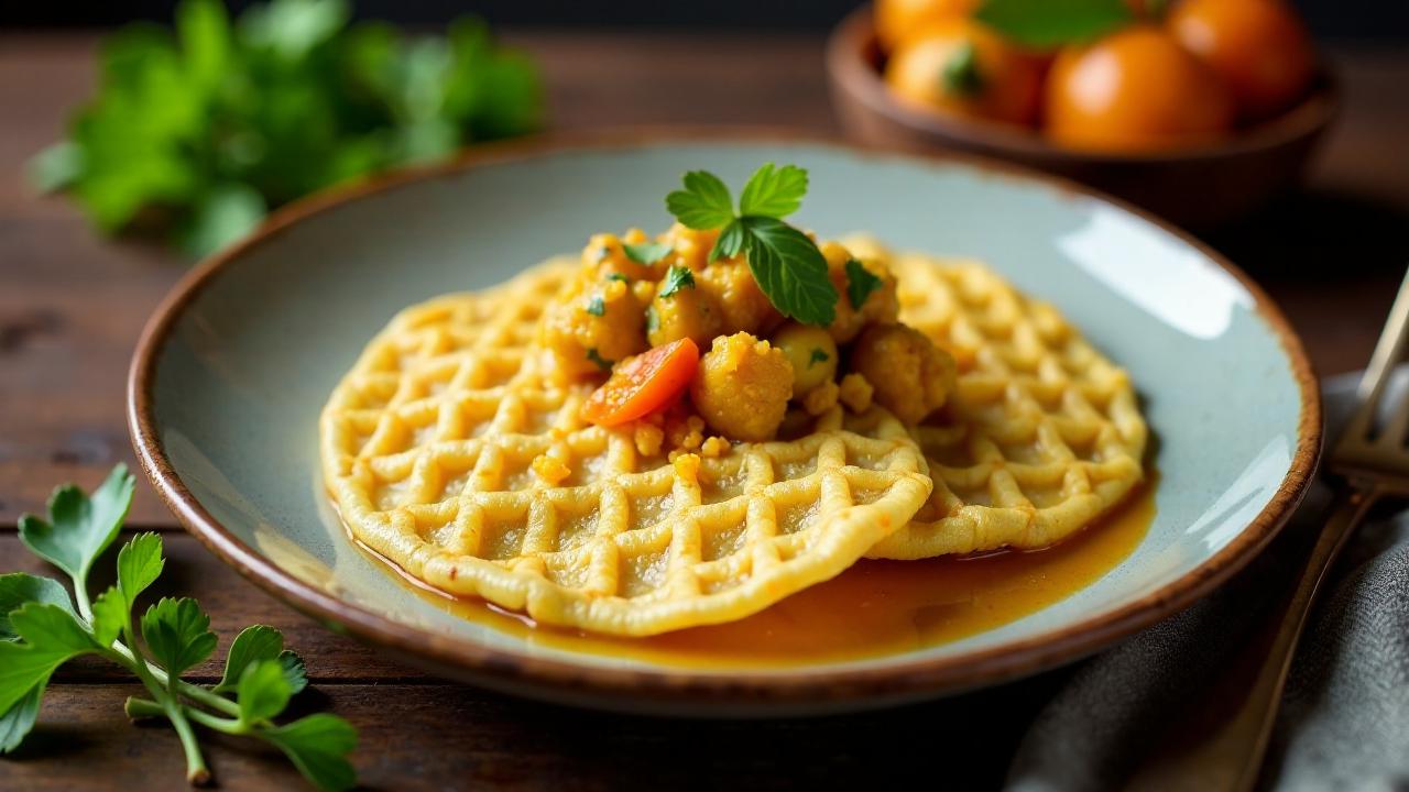 Roti Jala - Netzartige Pfannkuchen mit Curry