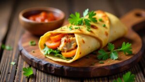 Roti Roll – Roti-Wickel mit Huhn und Gemüse