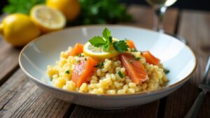 Räucherfisch-Risotto mit Zitrusnoten