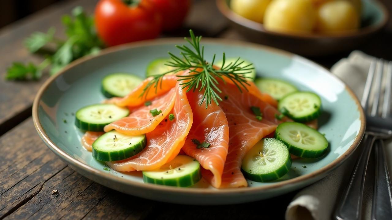 Räucherfischsalat mit Pellkartoffeln