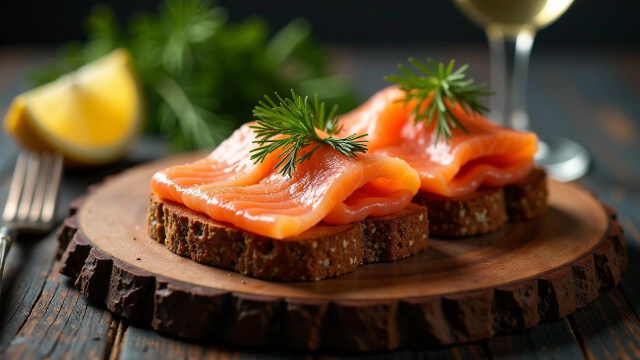 Räucherlachs auf Pumpernickel