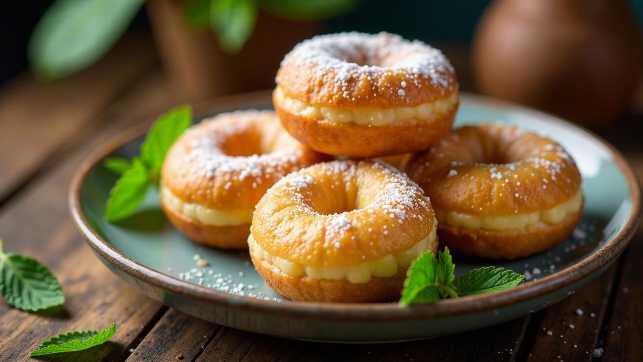 Sago-Donuts mit Nussfüllung