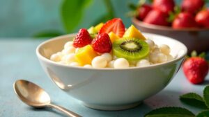 Sago-Pudding mit frischen Früchten