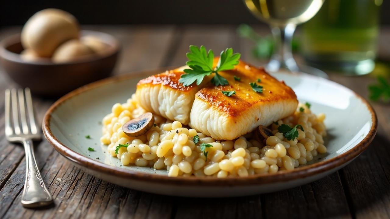 Saiblingsfilet auf Pilzrisotto