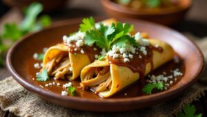 Salvadorianische Enmoladas – Tortillas in Mole-Sauce