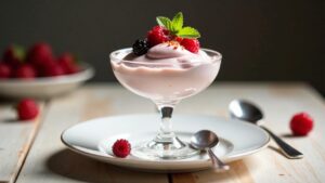 Saskatoon-Likör-Mousse