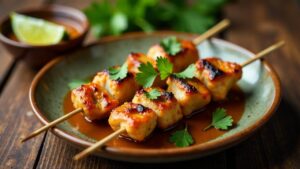 Sate Ayam – Gegrillte Hähnchenspieße mit Erdnusssauce