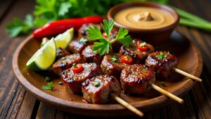 Sate Babat (beef tripe satay)