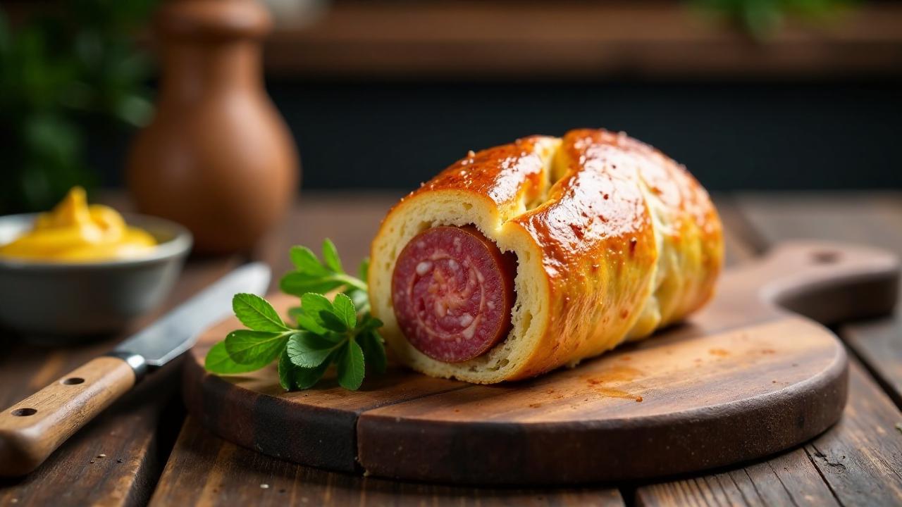 Saucisson en Brioche: Wurst im Briocheteig