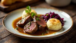 Sauerbraten im Ofen geschmort