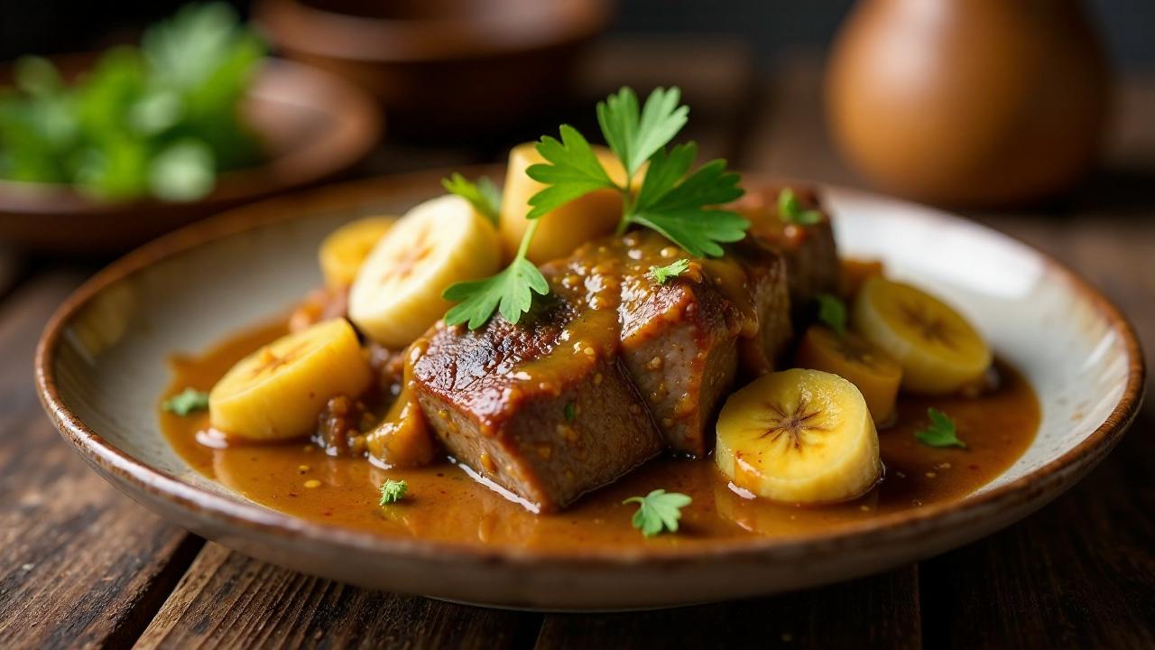 Sauerbraten mit Banane und Curry