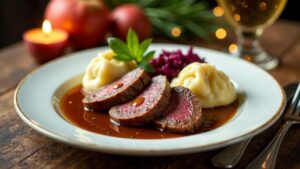 Sauerbraten mit Knoblauch und Senf