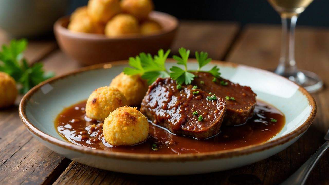 Sauerbraten mit Mandelbällchen