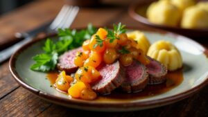 Sauerbraten mit Pfirsich-Chutney