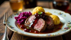 Sauerbraten mit Preiselbeeren