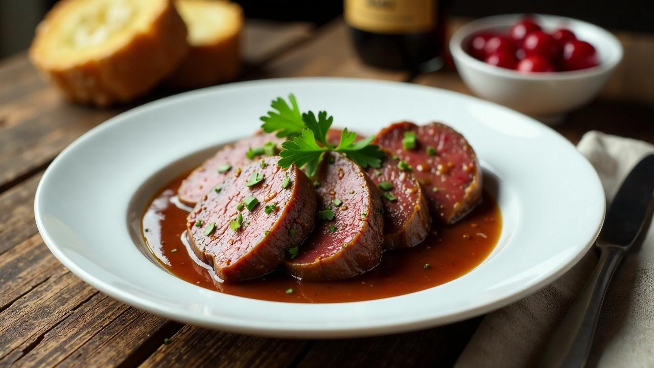 Sauerbraten mit Preiselbeerkompott