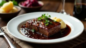 Sauerbraten mit Schwarzbrotsauce